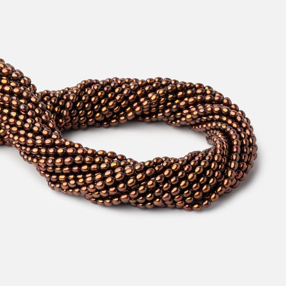 4x3mm Bronze Straight Drilled Oval Freshwater Pearl 15 inch 89 pcs