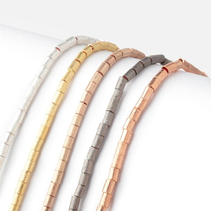 4x3mm Brushed Tube Beads 8 inch 48 pieces