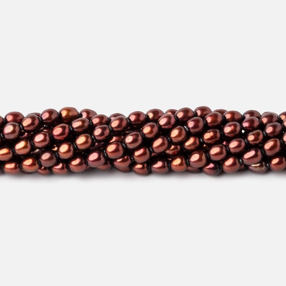 4x3mm Cherry Chocolate Straight Drilled Oval Freshwater Pearls 15 inch 87 pcs