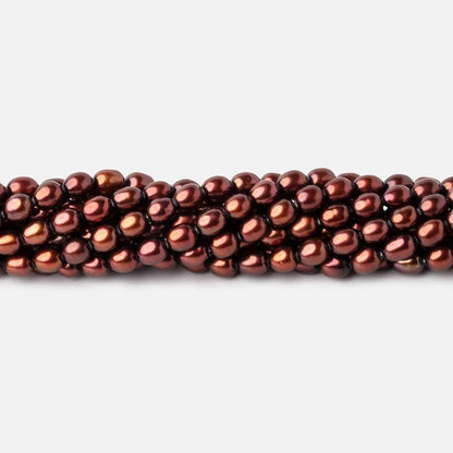 4x3mm Cherry Chocolate Straight Drilled Oval Freshwater Pearls 15 inch 87 pcs