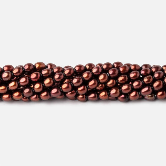 4x3mm Cherry Chocolate Straight Drilled Oval Freshwater Pearls 15 inch 87 pcs