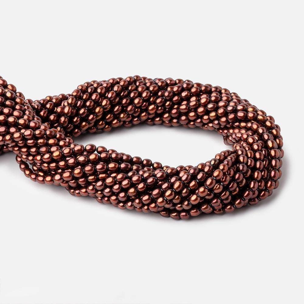 4x3mm Cherry Chocolate Straight Drilled Oval Freshwater Pearls 15 inch 87 pcs