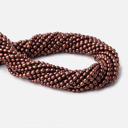 4x3mm Cherry Chocolate Straight Drilled Oval Freshwater Pearls 15 inch 87 pcs