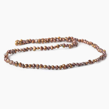 4x3mm Chocolate Baroque Small Pearls 15 inch, 125 pieces