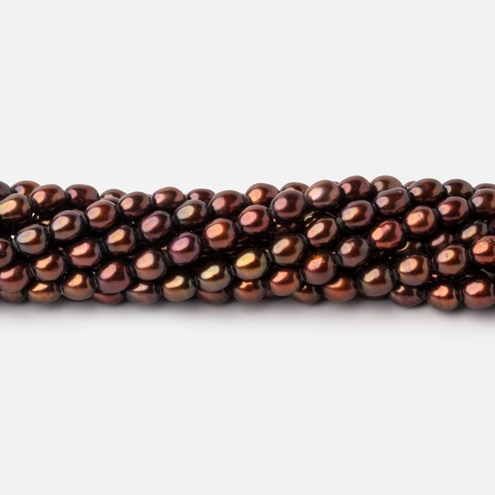 4x3mm Chocolate Straight Drilled Oval Pearls 15 inch 90 pieces