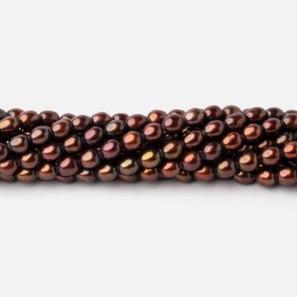 4x3mm Chocolate Straight Drilled Oval Pearls 15 inch 90 pieces