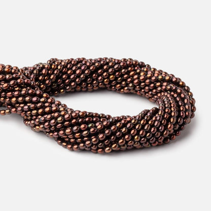 4x3mm Chocolate Straight Drilled Oval Pearls 15 inch 90 pieces