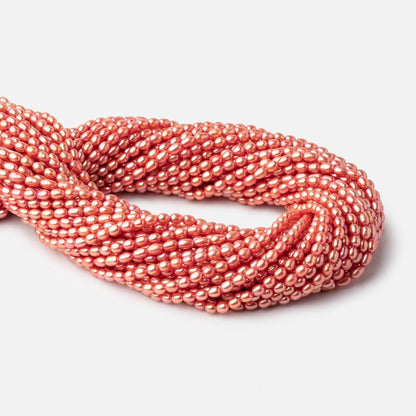 4x3mm Coral Straight Drilled Oval Freshwater Pearl Beads 15 inch 99 pieces