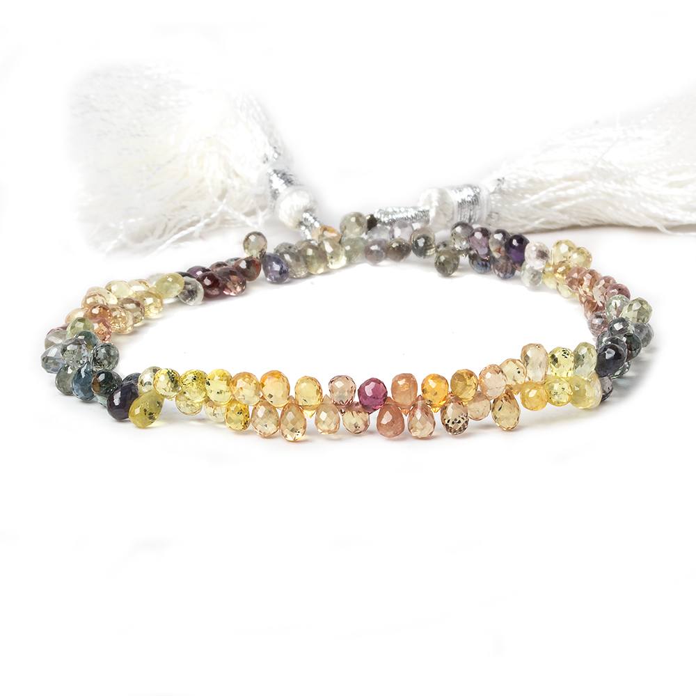 4x3mm Fancy Sapphire Faceted Tear Drop Beads 7.5 inch 127 pieces