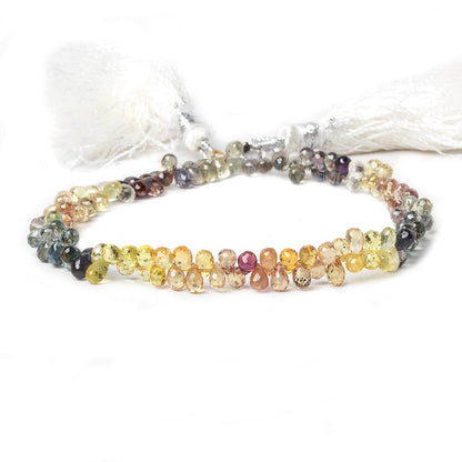 4x3mm Fancy Sapphire Faceted Tear Drop Beads 7.5 inch 127 pieces