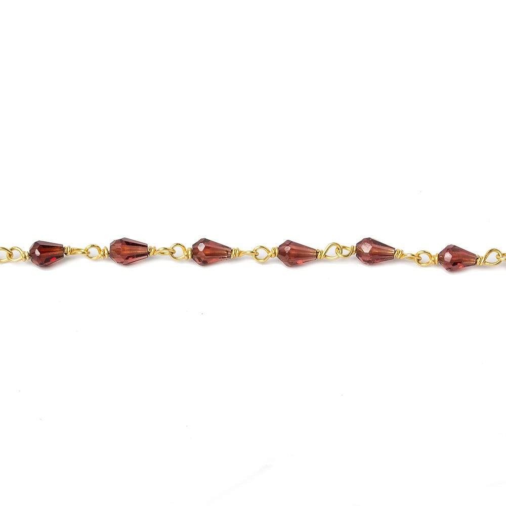 4x3mm Garnet faceted tear drop Vermeil Chain by the foot 36 beads