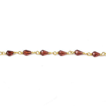 4x3mm Garnet faceted tear drop Vermeil Chain by the foot 36 beads