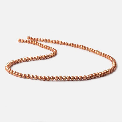 4x3mm Caramel Off Round Freshwater Pearl Beads 16 inch 96 pieces