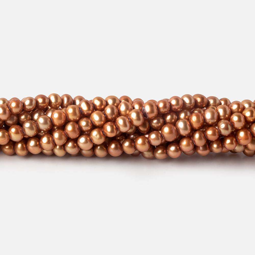 4x3mm Caramel Off Round Freshwater Pearl Beads 16 inch 96 pieces