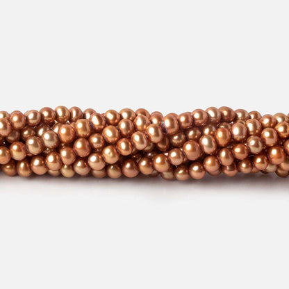 4x3mm Caramel Off Round Freshwater Pearl Beads 16 inch 96 pieces