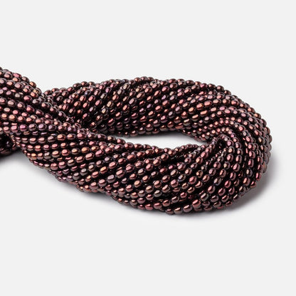 4x3mm Merlot Red Straight Drill Oval Freshwater Pearl Beads 15 inch 90 pieces