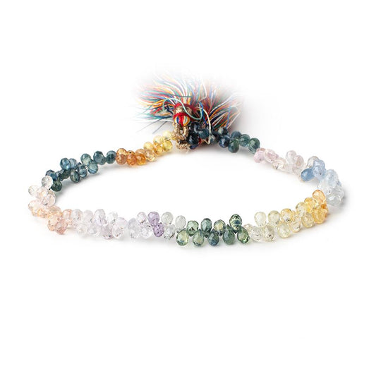 4x3mm Multi Color Ceylon Sapphire Faceted Tear Drop Beads 8.25 inch 120 pieces