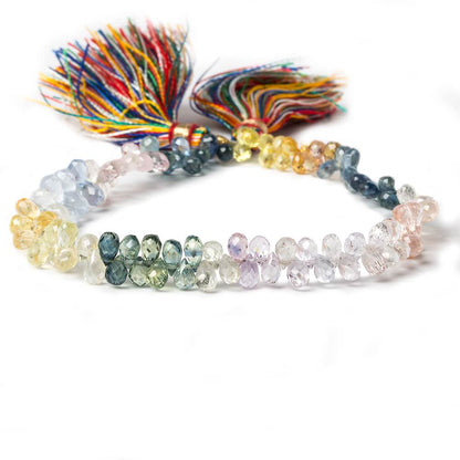 4x3mm Multi Color Ceylon Sapphire Tear Drop Briolette 8.25 inch 130 pieces