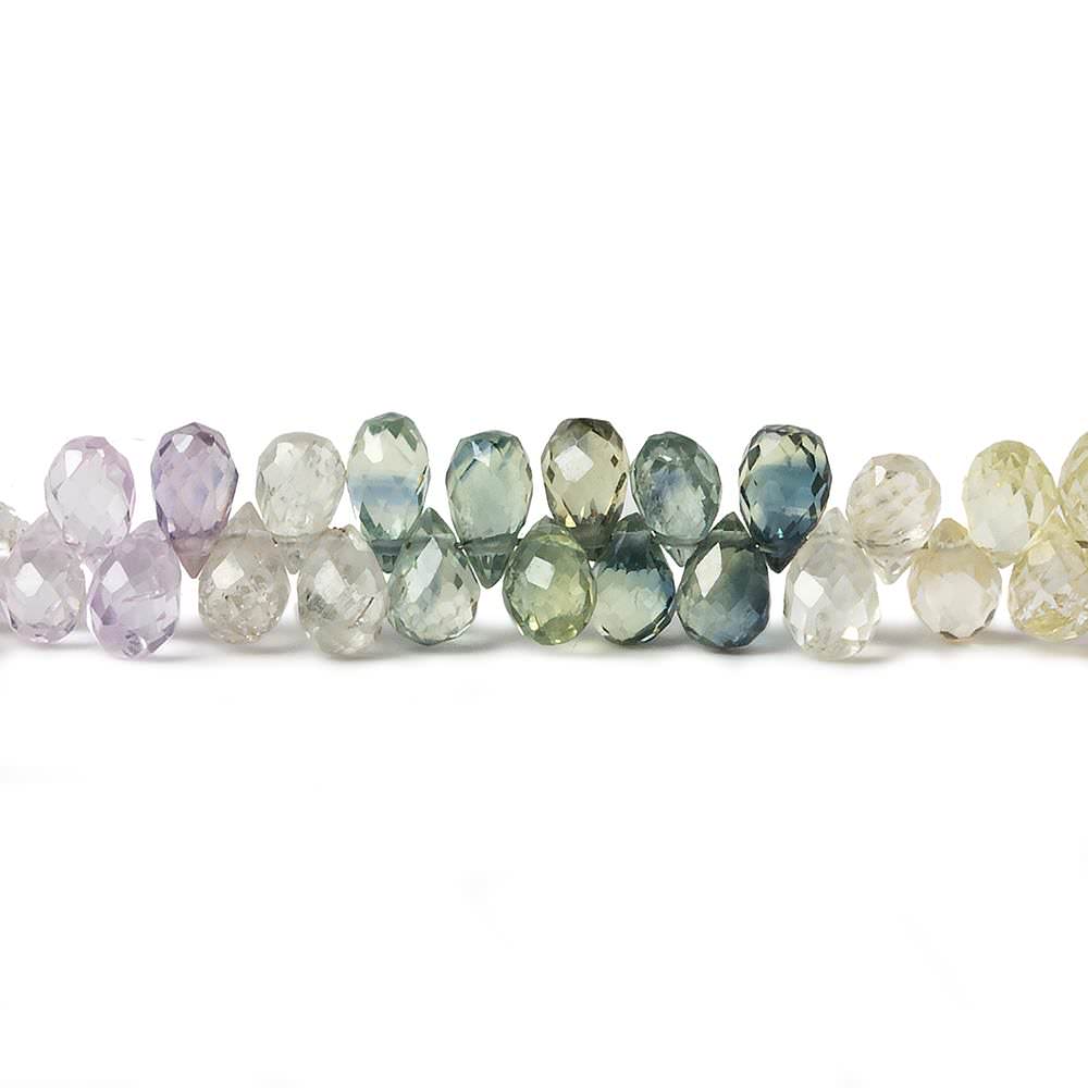 4x3mm Multi Color Ceylon Sapphire Tear Drop Briolette 8.25 inch 130 pieces