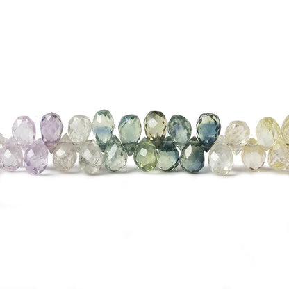 4x3mm Multi Color Ceylon Sapphire Tear Drop Briolette 8.25 inch 130 pieces