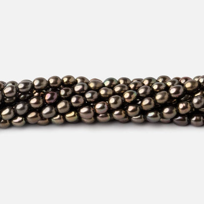 4x3mm Mushroom Green Straight Drill Oval Freshwater Pearls 15 inch 72 beads