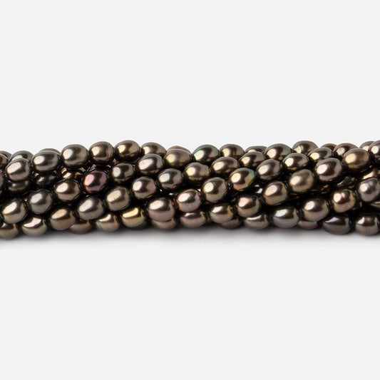 4x3mm Mushroom Green Straight Drill Oval Freshwater Pearls 15 inch 72 beads