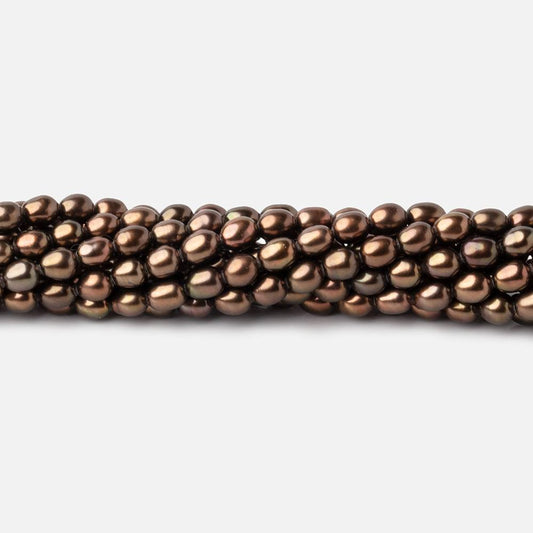 4x3mm Olive Brown Oval Freshwater Pearl Beads 15 inch 89 pieces