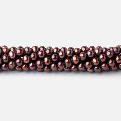 4x3mm Purplish Brown Side Drilled Off Round Freshwater Pearls 15 inch 108 beads