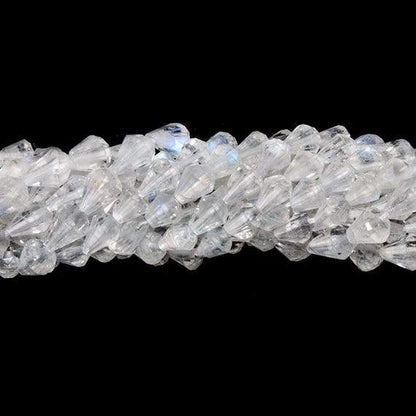 4x3mm Rainbow Moonstone Petite Faceted Tear Drop 14.5 inch 77 Beads