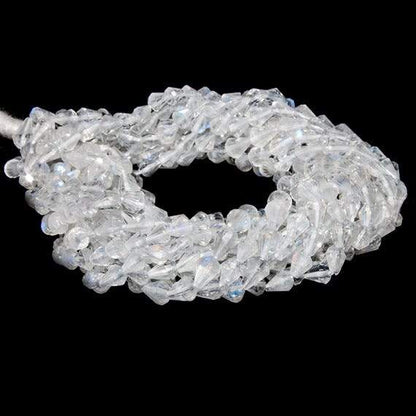 4x3mm Rainbow Moonstone Petite Faceted Tear Drop 14.5 inch 77 Beads