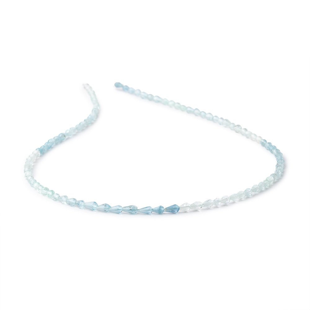 4x3mm Shaded Aquamarine Faceted Tear Drop Beads 14.5 inch 86 pieces