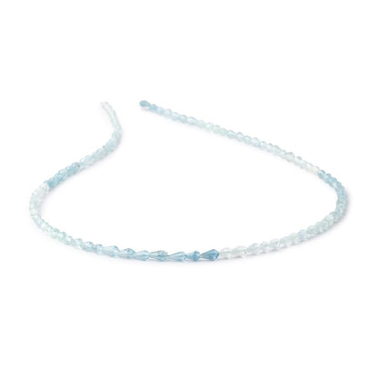 4x3mm Shaded Aquamarine Faceted Tear Drop Beads 14.5 inch 86 pieces
