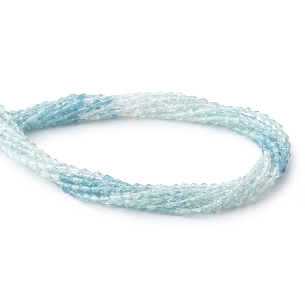 4x3mm Shaded Aquamarine Faceted Tear Drop Beads 14.5 inch 86 pieces