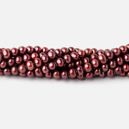 4x3mm Wine Off Round Freshwater Pearls 16 inch 108 pieces