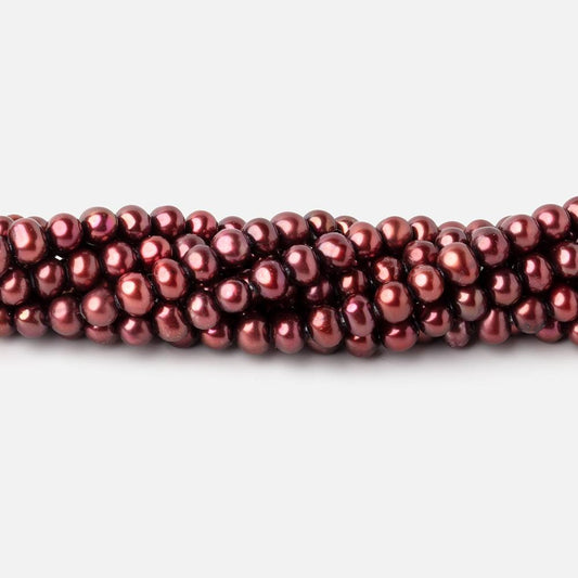 4x3mm Wine Off Round Freshwater Pearls 16 inch 108 pieces