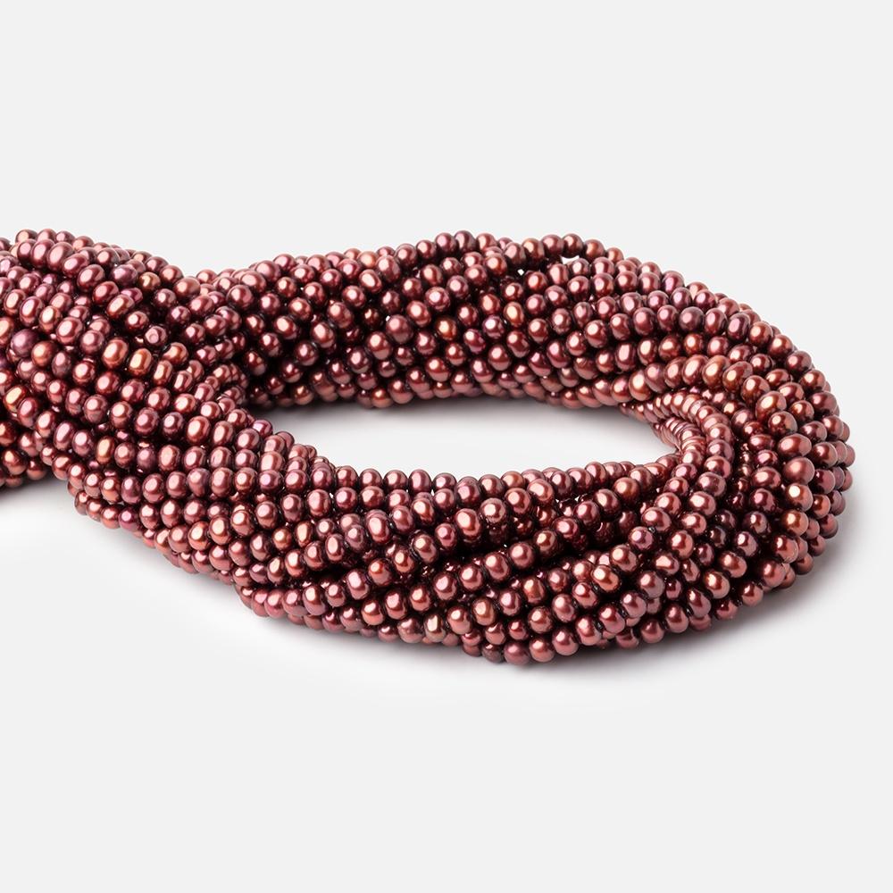 4x3mm Wine Off Round Freshwater Pearls 16 inch 108 pieces