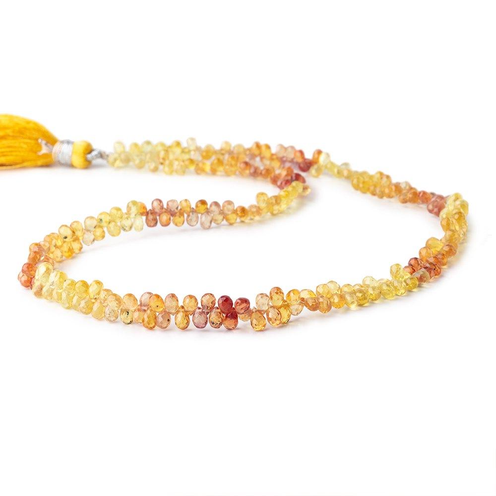 4x3mm Yellow & Orange Fancy Sapphire Faceted Tear Drops 16 inch 245 Beads AA