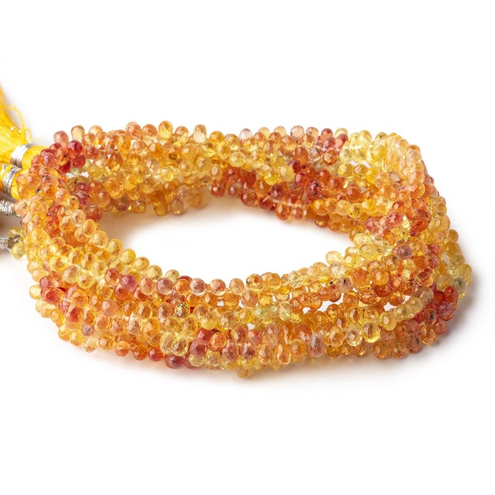 4x3mm Yellow & Orange Fancy Sapphire Faceted Tear Drops 16 inch 245 Beads AA