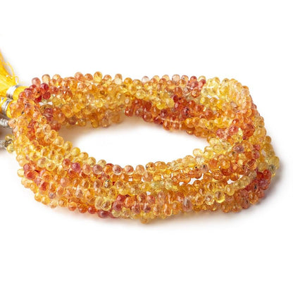 4x3mm Yellow & Orange Fancy Sapphire Faceted Tear Drops 16 inch 245 Beads AA