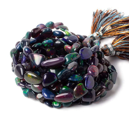 4x4-13x9mm Black Ethiopian Opal Plain Nugget beads 17 inches 60 pieces AA