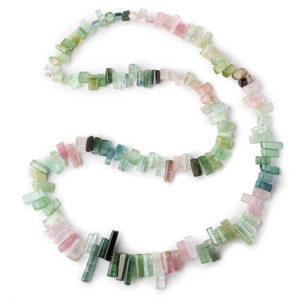 6x2-12x3mm Afghani Tourmaline top drilled plain Crystals 18 inch 127 pieces AA