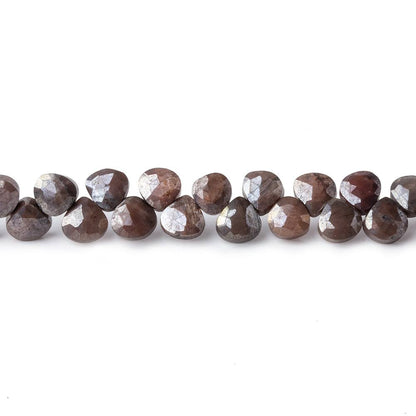 4x4-5x5mm Metallic Brown & Grey Moonstone petite faceted hearts 55 beads AA