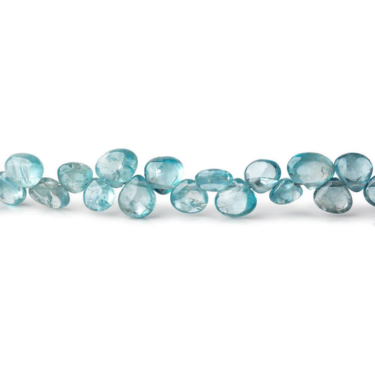 4x4-6x6mm Blue Zircon plain heart beads 7.5 inch 66 pieces