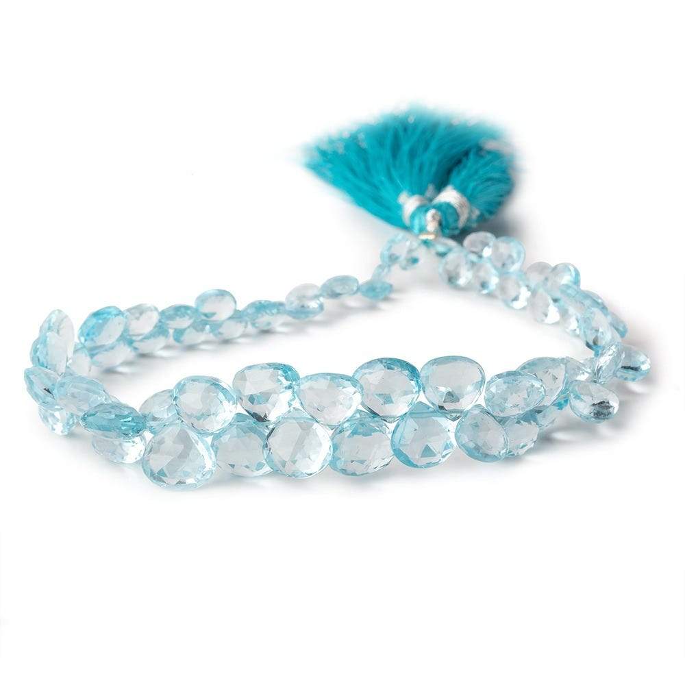4x4-9x9mm Sky Blue Topaz Faceted Heart Briolettes 8.5 inch 63 pieces AAA