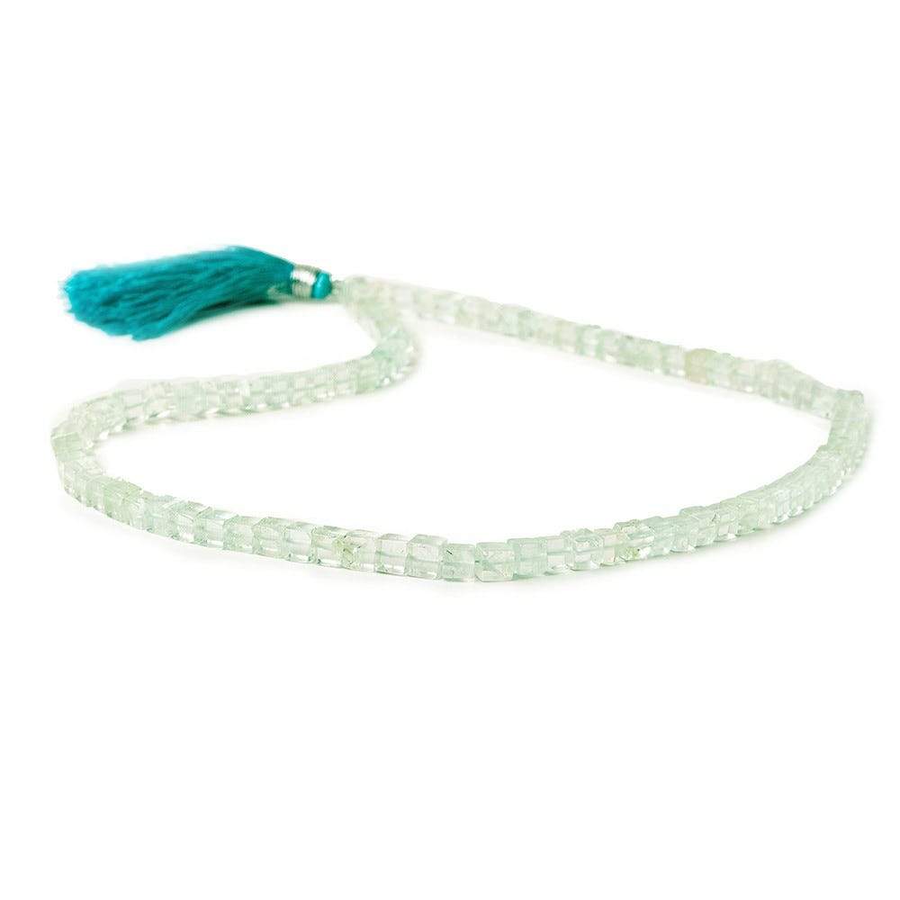4x4mm Aquamarine Plain Cubes 16 inch 88 beads A