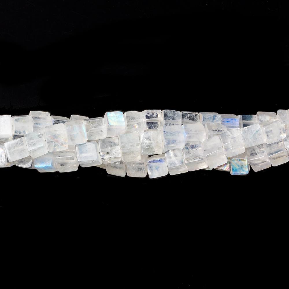 4x4mm Rainbow Moonstone Plain Cube Beads 14 inch 106 pcs