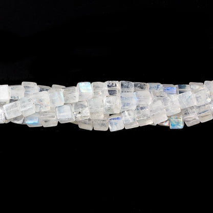 4x4mm Rainbow Moonstone Plain Cube Beads 14 inch 106 pcs