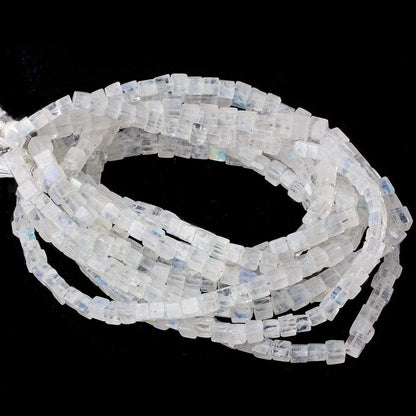 4x4mm Rainbow Moonstone Plain Cube Beads 14 inch 106 pcs