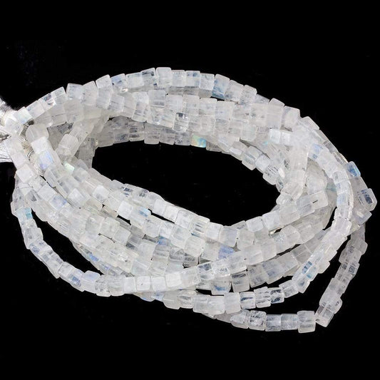 4x4mm Rainbow Moonstone Plain Cube Beads 14 inch 106 pcs