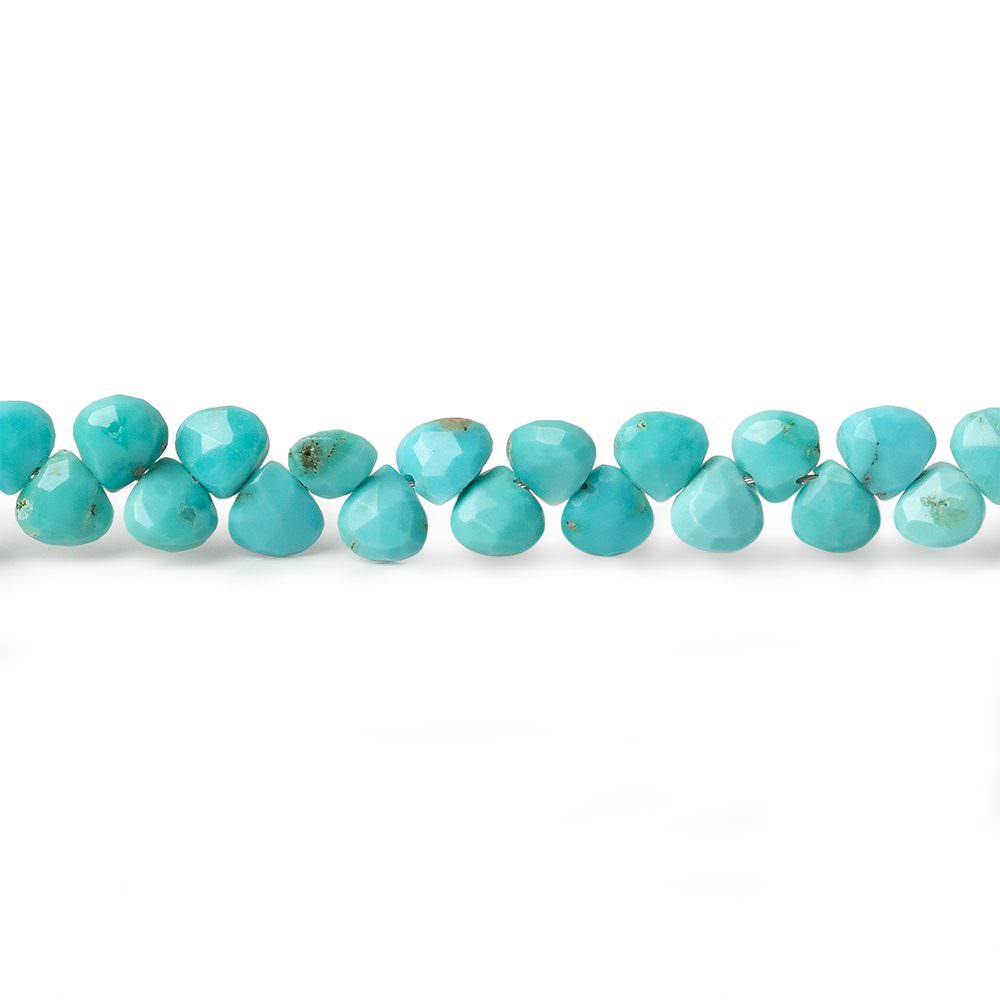 4-5mm Sleeping Beauty Turquoise faceted heart beads 8 inch 62 pieces AA